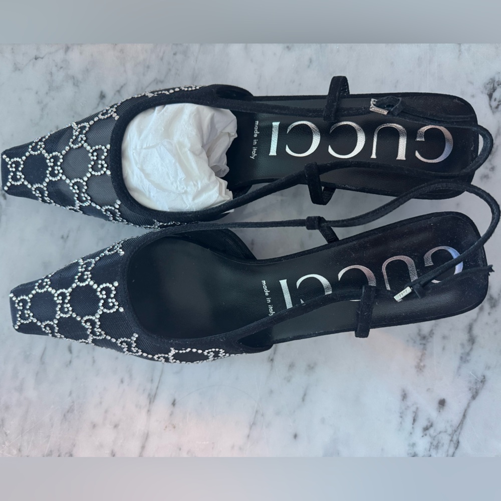 Gucci Mesh Slingback size 40.5 in Black Never Worn